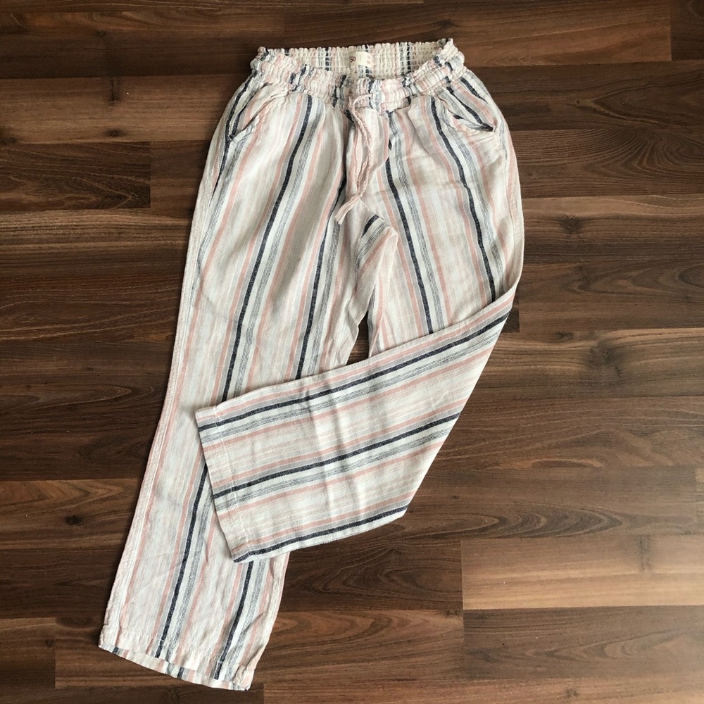 Juniors Linen Striped Pants
